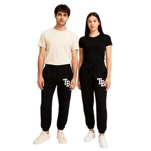The Bar Black Varsity Jogger Sweatpants Size M Chenille TB Patch,  Cozy